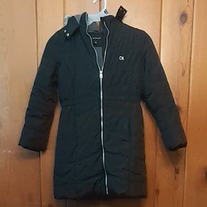 Calvin Klein Winter Parka Size L (12-14) quilted with fur-lined hood